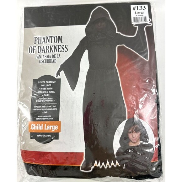 Phantom of Darkness Costume Size Child Large Robe‎ Mask Sash Halloween - Picture 1 of 4